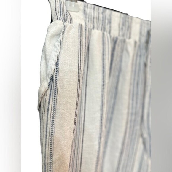Briggs Linen White & Blue Striped Elastic Comfy Pants SZ L - Picture 6 of 11